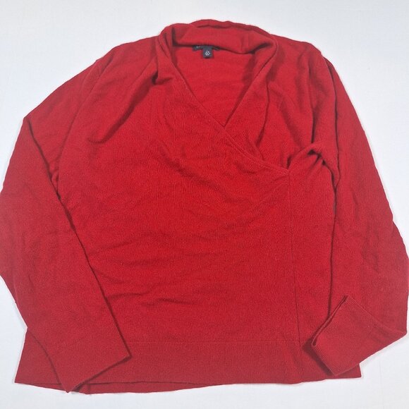 lands End red 100% Cashemere sweater size large - Picture 1 of 5